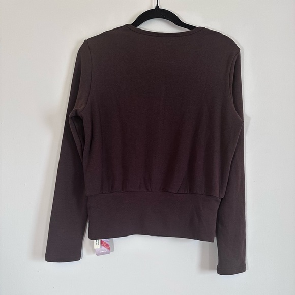 OGL Vneck long sleeve half placket top size M espresso NWT - Picture 6 of 6
